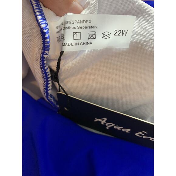 Aqua Eve Blue One Piece Swimsuit Plus Size Womens 22W One Shoulder NWT - Picture 4 of 6